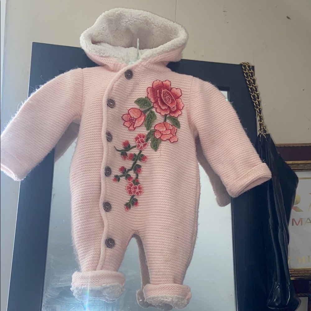 Russian Floral Embroidered Pink Kids One Piece